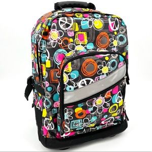 L.L.Bean Retro Flower and Peace Sign Rolling Deluxe Book Backpack
